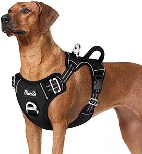 Eyein No Pull Dog Harness Large, Comfortable Heavy Duty Pet Vest Harness, Front Clip Easy Control Puppy Harness with Soft Padded Handle Reflective for Outdoor Training Walking（Black,L)