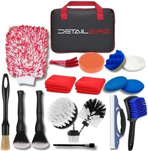 DETAILERZ Kit Nettoyage Voiture avec Brosse Nettoyage Voiture, pour Un Entretien Complet sans Micro Rayure, kit Lavage Voiture, Pinceau Detailing Auto, Gant Microfibre Premium, Brosse visseuse.