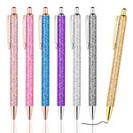 AUAUY Ballpoint Pens, 7 PCS Bling Metal Pens, Click Retractable Ballpoint Pens, 1 mm Black Ink Ballpoint Pens Gifts for Students Adult, Children, School, Office, Home, Drawing