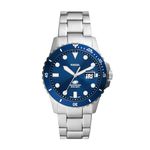 Fossil Men's Fossil Blue Quartz Stainless Steel Three-Hand Watch, Color: Silver/Blue Taper (Model: FS6029)