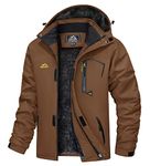 MAGCOMSEN Men's Ski Jacket Water Resistant Fleece Lined Coat Hooded Insulated Winter Snow Jackets with Pockets Coffee L