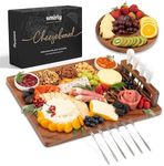 SMIRLY Charcuterie Boards Set, Large Cheese Board Set, Natural Walnut Wood Charcuterie Tray with Accessories - Housewarming Gifts New Home, Wedding & Bridal Shower Gifts for Women, Couples