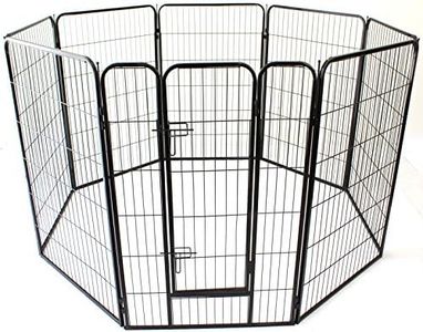 Heavy Duty Pet Dog PlayPen Puppy Exercise Play Pen Fence Enclosure Gate 8 Panels Heavy-Duty Crate Cage (XL 120cm)