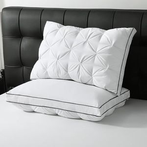 BPC Luxury Goose Feather Down Pillows King Size, Gusseted Hotel Bed Pillows for Sleeping, 100% Organic Cotton Cover, Surround Polyester Fill, Soft Fluffy for Sleepers (18"x34" + 2" Gusset, Pack of 2)