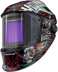 ARCCAPTAIN Auto Darkening Welding Helmet with Side View, 180° Panoramic View, 1/1/1/1 True Color Large Viewing Welding Hood with 4 Arc Sensor Solar Powered, Wide Shade 4/5-9/9-13 for TIG MIG ARC CUT