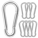 JatilEr 8Pack M8 Spring Snap Hooks, Heavy Duty Caribiners Steel Key Chain Clip Mountain Rope Hook Fit for Gym Climbing In/Outdoor Camping Travelling