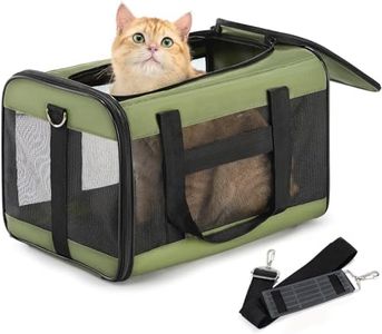 Conlun Cat Carrier Airline Approved, Soft-Sided Dog Carrier with Inner Safety Leash, Pet Transport Carrier for Small-Medium Cats Puppies up to 7KG, Collapsible Travel Kitten Carrier Bag,Green(M)
