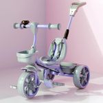 Lifelong Trike Cycle for Kids 2-5 Years - Bike with 3 EVA Wheels, Bell & Basket -Durable Tricycle with Parental Control 30kg Capacity,Lavender Grey