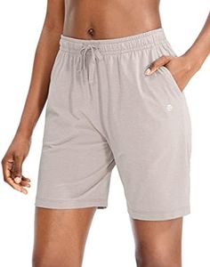 G Gradual Women's Bermuda Shorts Jersey Shorts with Deep Pockets 7" Long Shorts for Women Lounge Walking Athletic, Khaki, X-Large