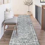 Cekene Boho Runner Rugs for Hallway 2.1’x8’ Non Slip Washable Kitchen Rug Runner with Rubber Backing Grey Laundry Runner Rug Soft Area Floor Carpet Runner for Entrance Bedroom Bathroom