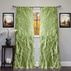 Sweet Home Collection 2 Pack Window Panel Sheer Voile Vertical Ruffled Waterfall Curtains