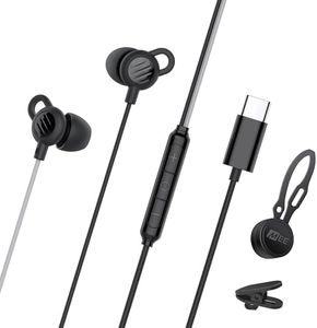 MEE audio SleepTones USB-C Wired Sleep Earbuds for Side Sleepers with Lightweight Low-Profile Silicone Earpieces, Noise Reduction Sleeping Headphones with Built-in Mic & Volume Controls (USB Type C)
