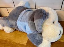 SENSORY_HUGS. Weighted Large Peaceful Puppy/DOG. 48cm. 4.5lb with or without personalised jumper (Blue Jumper)