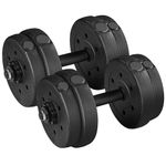 Yaheetech Adjustable Dumbbells 15KG Dumbbell Set Pair of 2 Weight Lifting Dumbbells for Home Gym Strength Training