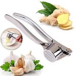 XML Garlic Presser for Kitchen Multi-Function Manual Portable Garlic Crusher Curved Garlic Ginger Mincer Stainless Steel Garlic Grinding Slicer Squeeze Press Garlic Cutter Chopper (Pack of 1)