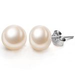 Ever Faith Women 925 Sterling Silver Button Stud Earrings Fashion AAA Freshwater Cultured Pearl - 13MM