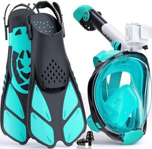 Schnorchelset für Erwachsene, Faltbare Vollgesichtsmaske mit Flossen, CO2-sicher, Anti-Beschlag & auslaufsicher inkl. Tragetasche - Schnorchelmaske Erwachsene für Schnorchelurlaub