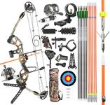 surwolf Bowfishing Compound Bow Kit Ready to Fish Kit with Bowfishing Reel, Bow Fishing Arrows Right & Left Hand for Adult/Youth Fishing Hunting, Target Shooting (Left Handed, Camo)