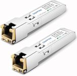 QSFPTEK (2 Pack) 1.25G/2.5G/5G/10G-T SFP+ RJ45 Module, up to 30 m, Cat6a/7 Fiber 10GBASE-T Copper RJ45 Transceiver GBIC for Cisco SFP-10G-T-S, Ubiquiti UF-RJ45-10G, Netgear, Mikrotik, D-Link