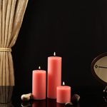 PROSPERRO LUMO by Parkash Candles Unscented Pillar Candles Set of 3 || 2x2, 2x4, 2x6 Inches || Paraffin Wax Candles || Home Decor (Pink)