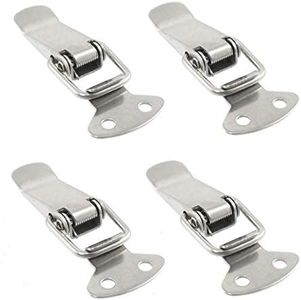 [ 4 Pieces ] 304 Stainless Steel Spring Toggle with Lock Hole and Without Lock Hole Toggle Latch (58mm Length, no Lock Hole)