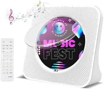 Desktop CD Player Portable with Bluetooth - Jimwey CD Player for Home with HiFi Speakers, FM Radio, Remote Control, LED Screen Display, Support CD/Bluetooth/USB/AUX, White CD Player for Gift