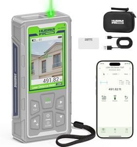 Laser Measuring Tool, Huepar Pro 495Ft Outdoor Laser Measure with Camera & Bluetooth Connected, Laser Distance Meter with P2P Technology, Free APP, IP68, Micro USB Cable, Hand Strap & Pouch - SW-150GQ