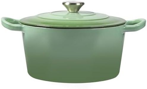 TOQUE Enameled Cast Iron Dutch Oven 4L Pot with Lid Kitchen Cookware Green, 4.2 Quart Camping Cooking Non-stick Slow Cooker Deep Pan, Round Dutch Oven Pots for Bread Baking,Braise,Stew,Roast