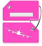 OCTiLUX Luggage Tags for Travel Suitcase Silicone Aero Design 2 Pack Bright Pink