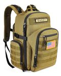 SHARKMOUTH Dad Diaper Bag Backpack - Military Baby Gear Backpacks with Daddy Patches, Tan