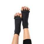 DIRTS Original Foot Alignment 5-Toe Separator Orthopedic Cotton Socks for Women & Men – Bunion Corrector & Plantar Fasciitis Support (Black, Large)