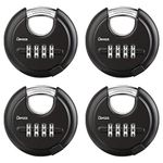 DAYGOS Combination Disc Padlocks for Outdoor - Heavy Duty 4 Digit Code Lock, Combo Discus Lock for Storage Unit,Gate,Fence,Trailer,4PCS,Black