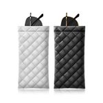 COMF-PRO Squeeze Top Sunglass Pouch - Portable Sunglass Organizer Pouch Bags Soft PU Leather Glasses 2 Pack (Black-White)