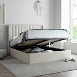 happybeds Ottoman Bed, Harper Natural Fabric Ottoman Storage Bed, Double, King Size, Super King Size (King (U.K. Standard))