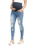 Maternity High Waist Stretch Denim Skinny Jeans with Pockets Medium Wash M