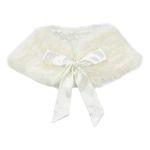 TAIKMD Flower Girls Wrap Shawl Faux Fur Bolero Shoulder Princess Cape Bridesmaid Coat Stole Shrug Accessories Party Gift (Beige, One Size)