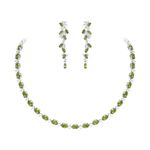 EVER FAITH Wedding Women's Jewelry Set for Bride Bridesmaid,Bridal Full Cubic Zirconia Costume Prom Party Necklace Dangle Earrings Set Light Green Gold-Tone