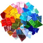 LITMIND 1KG Irregular Stained Glass Sheets, Mosaic Glass Pieces & Mosaic Tiles for Crafts, Stained glass Supplies, Glass Tiles for Mosaic Projects, Assorted Colors & Shapes (Opaque)