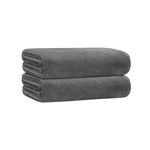 JML Bath Towels, 2 Pack 30" x 60" Microfiber Bath Towel Set (1.5 lb), Soft Absorbent Microfiber Towels for Body, No Fading Microfiber Bath Towels for Adult, Grey