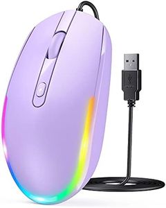 seenda Wired Mouse - USB Computer Mouse Wired with RGB Backlit Optical LED Mouse with Attached USB Cord for Laptops Notebooks Chromebook - Purple