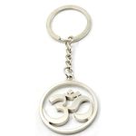 GCT Hindu Religious Symbol OM Metal Keychain for Car Bike Men Women Keyring (Silver)