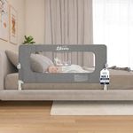 Liloro Toddler Bed Rail 120cm, Foldable Baby Bed Guard, No Drill Safety Bed Rail for Kids, Anti-Collision Protection, Fits Double, King and Single Beds, Grey