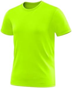 URBAN BUCK Neon Shirts for Men High Visibility Regular Fit Short Sleeve Quick Dry Skyine Running Hiking Mens Shirt, Neon - Green, Small