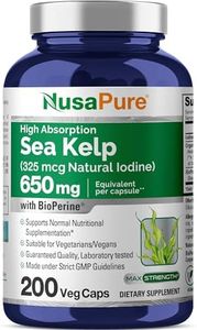 Sea Kelp 325mcg 200 Veggie Capsules ( NON-GMO & Gluten Free,made with organic kelp) - For Weight Loss, Thyroid Support, Helps With Hair And Nail Health, Anti-Aging & Boosts Vitamin A, B, C, D, E and K