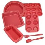 Aschef Silicone Nonstick Baking Pans Mold Tray Supplies Tools Bakeware Set, BPA Free Food Grade for Muffin Donuts Pizza Tiramisu Cake Pan Cookie Sheets Cookware Set for Oven