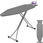 LIWSHWZ Ironing Board, 15'' x 56.3'' with Sturdy Steel Frame, 6 Height Adjustable Portable Ironing Board with Non-Slip Feet, Heat Resistant Cover Iron Board for Home,Laundry Rooms (Gray)