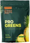 Pro Greens - Pineapple | Base Pro Nutrition | 300 grams - 30 servings | Vegan, Non-GMO, Gluten-Free, Soy-Free, Dairy-Free | Greens, Greens Powder, Greens Blend | Healthy Digestive System, Provides Antioxidant Support, Detoxifies | Spirulina, Spinach, Alfalfa, Barley |
