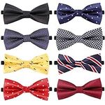 KECUCO 8 pcs Adjustable Bow Ties Formal Tuxedo Bowtie for Men And Boys, Men's Butterfly Bow Tie for Wedding Party Formal Events(Mixed Color 1)