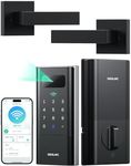 DESLOC Palm Vein Smart Lock with Lever Handle, K140 Plus Keyless Entry Door Lock with Keypad Deadbolt, 10000mAh Li-ion Battery, App Control, WiFi Digital Front Door Lock, Auto Lock, BHMA 3, Black