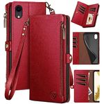 XcaseBar for iPhone XR 6.1" Wallet case with RFID Blocking Zipper Credit Card Holder, Flip Folio Book PU Leather Phone case Shockproof Cover Women Men for Apple XR case Red